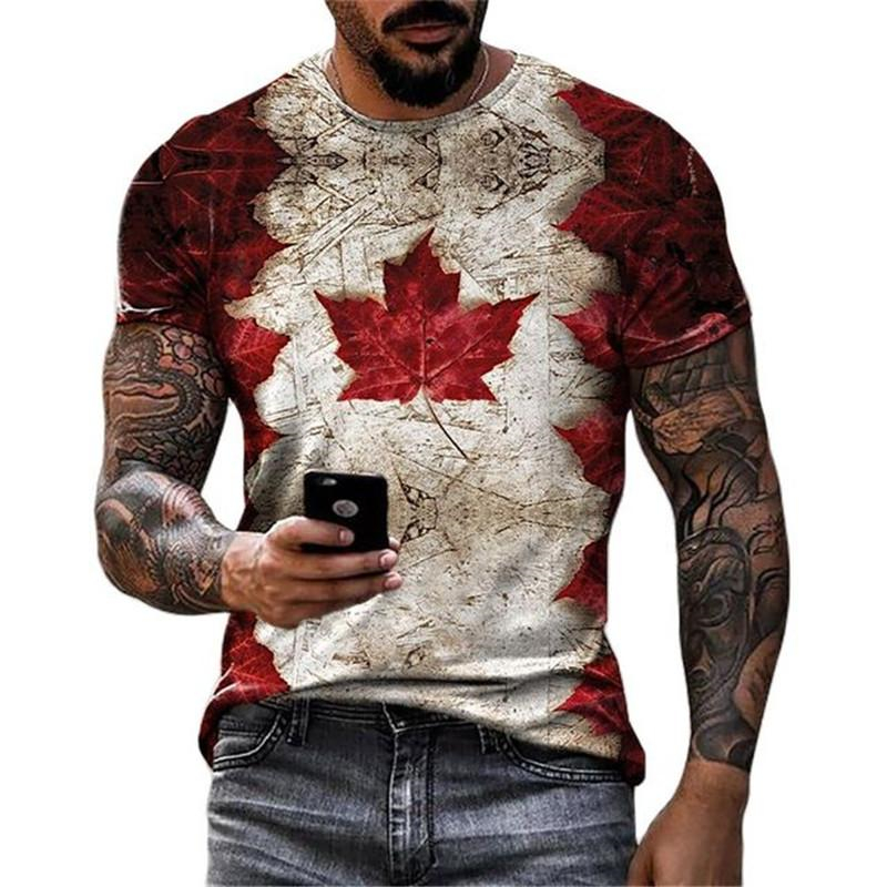 Street Fashion Canada - Retro Canada Vlag T-shirt 3D Gedrukt