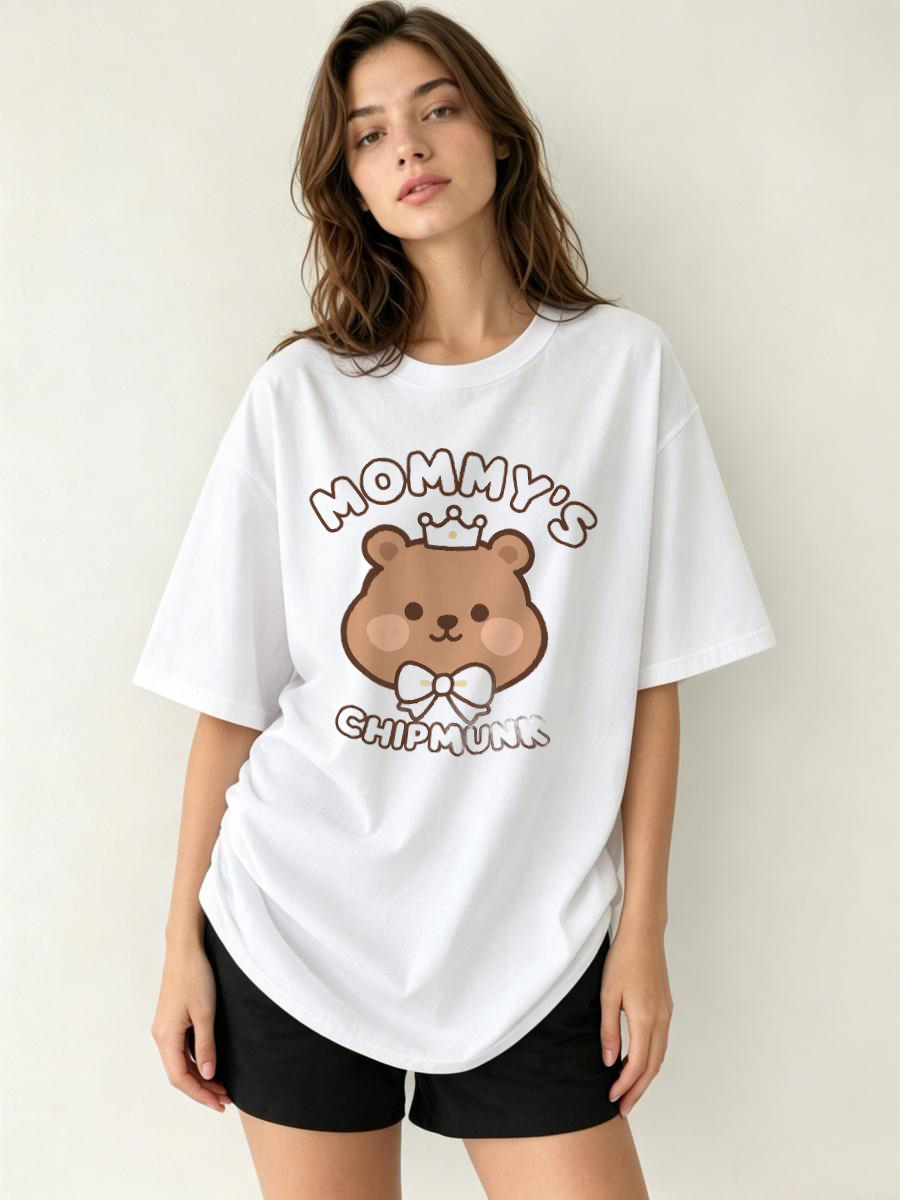 Longline Tee Oversized - T-shirts Katoen Ronde effen kleur Basic