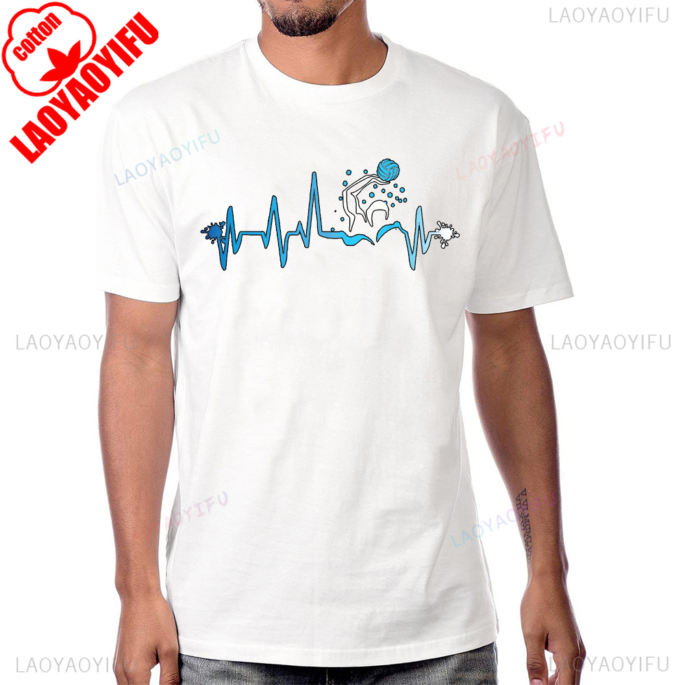 Street Fashion Hip Hop - Waterpolo Speler Hartslag Grafisch Gedrukt T-shirt