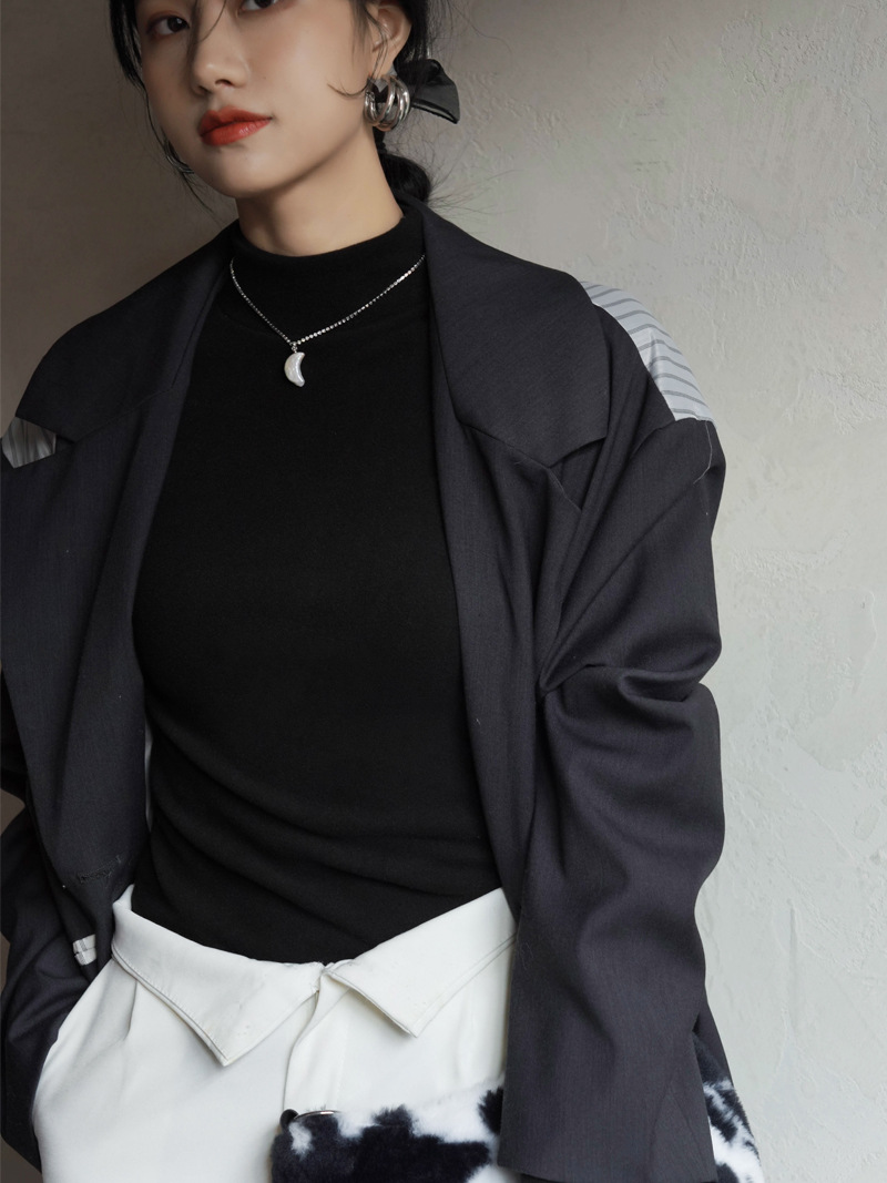 Longline Tee Oversized - Klassieke stijl dames semi-hoge hals fleece
