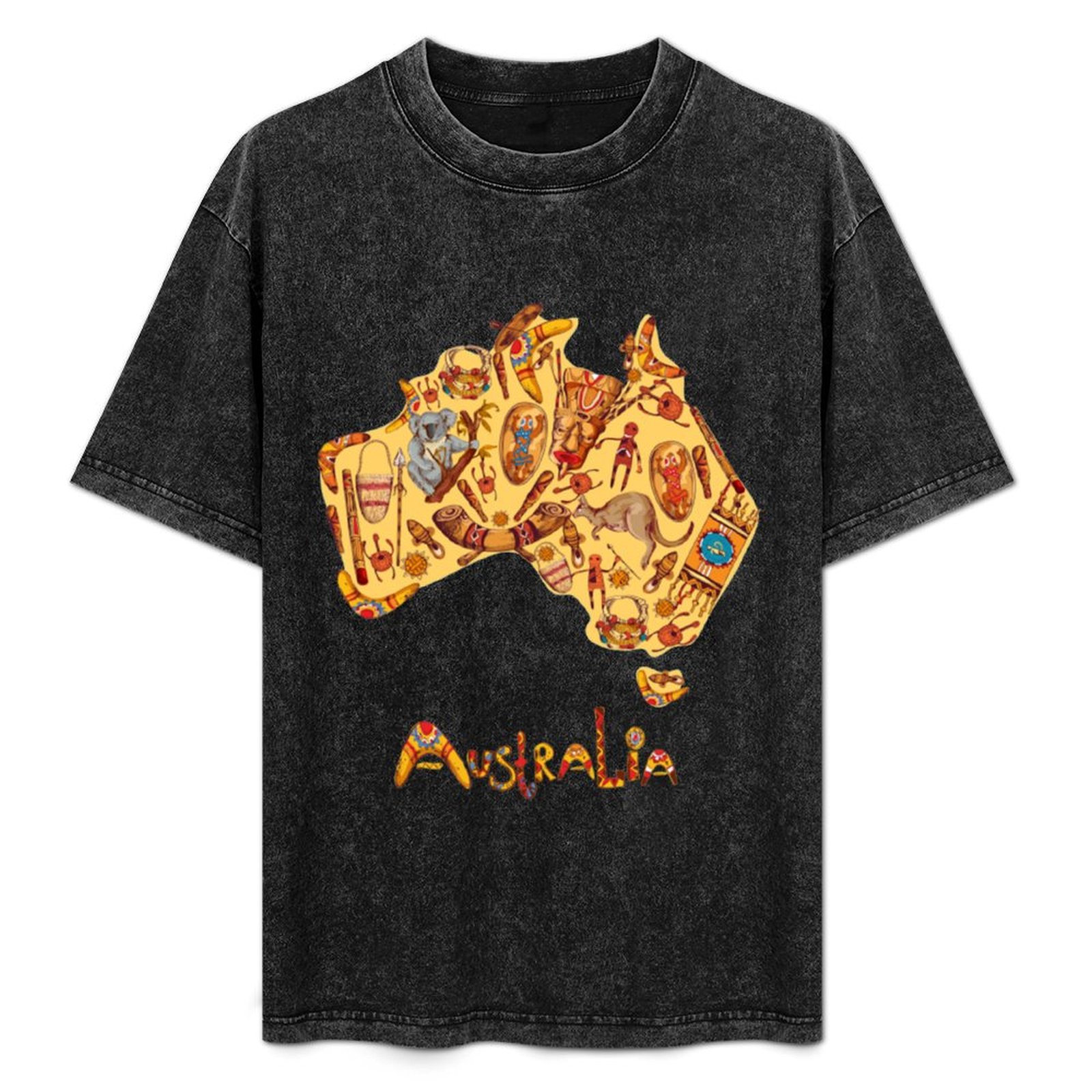 Street Fashion Australia - Aboriginal vlag Aboriginal kaart Australië T-shirt