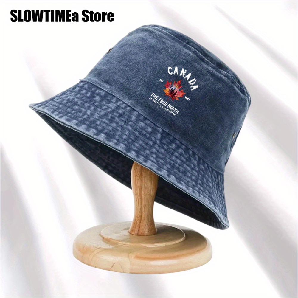 Street Fashion Canada - 1pc Canada-hoed, casual vissershoeden, modieuze gewassen