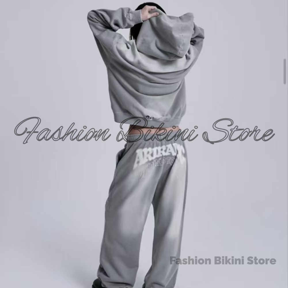 Street Fashion News - NIEUW Gewassen grijze retro hoodie 3D-borduurwerk