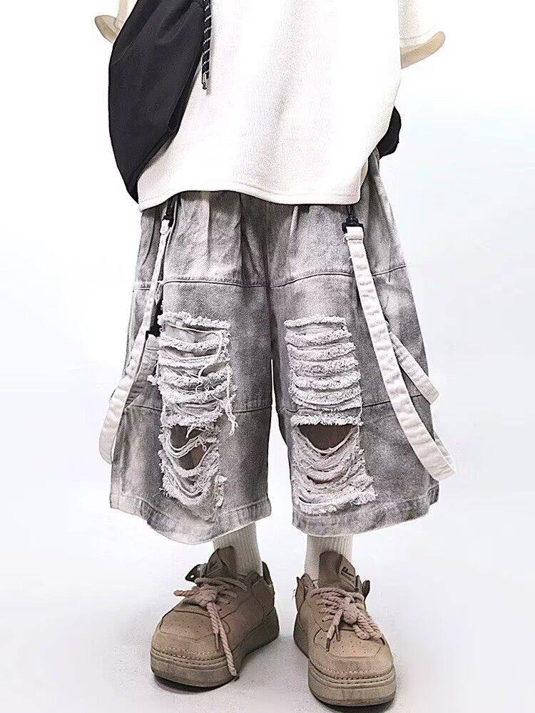 Street Fashion Hip Hop - Retro hiphop heren gescheurde jeans zomer