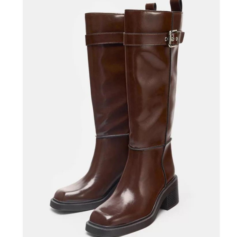 Bruine knielaarzen in Britse s - Street Fashion Vintage recensie en prijs